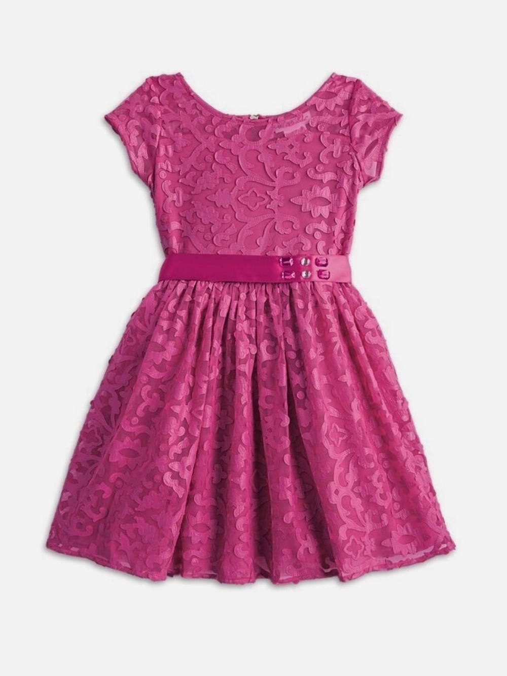 NWT American Girl Merry Magenta Dress with Glittery Gem Belted Sash, Size 14
